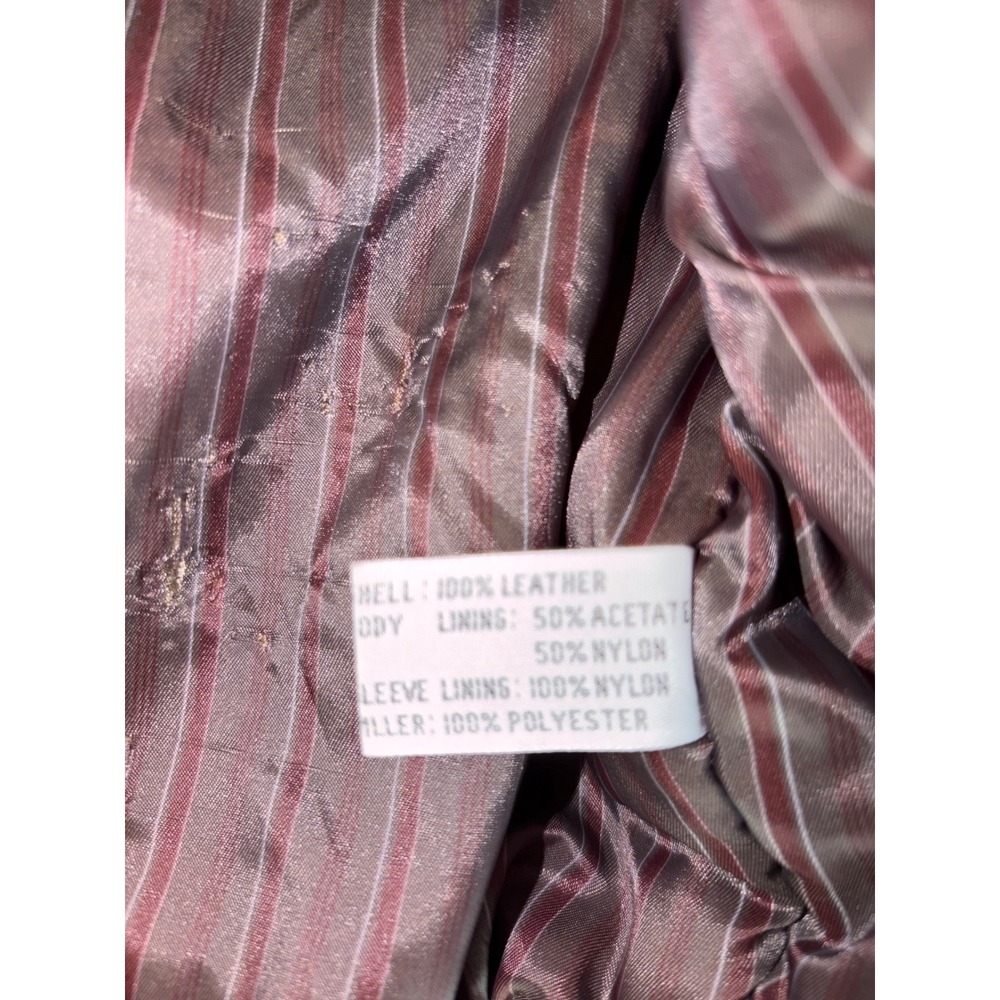 Vintage Pour Le Sport Brown Leather Bomber Jacket Mens Size 40 Oversized 90s - Picture 5 of 9